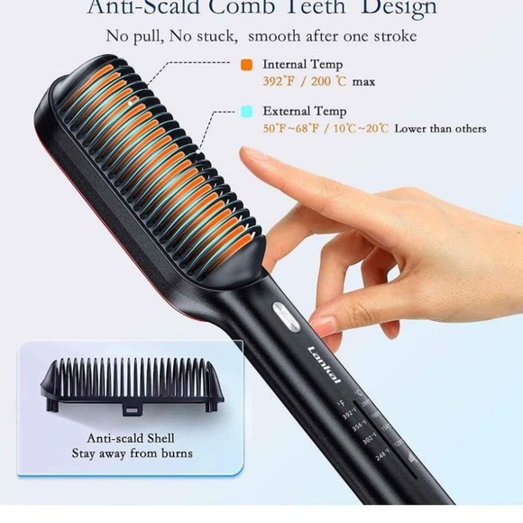 Hair Straightener Brush, Anti-Scald Fast Heating MCH Ceramic Comb - Picture 6 of 7